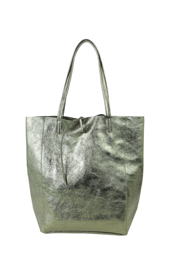 Metallic Large Tote Bag, Khaki