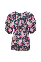 Fuchsiaristic Top, Navy Floral
