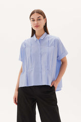 Inverted pleat detail shirt, soft blue