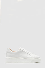 Riley Platform Sneaker, White tumbled