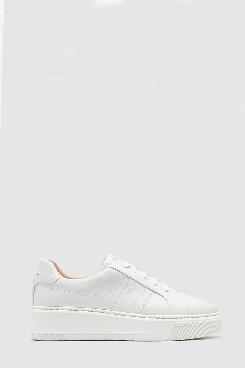 Riley Platform Sneaker, White tumbled
