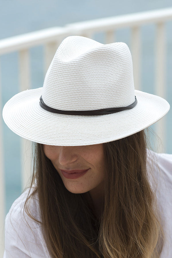 Foldable Borsolino Hat, White