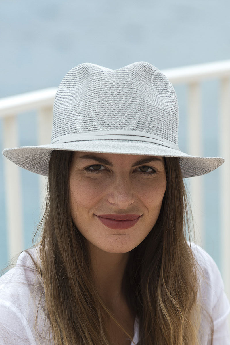 Foldable Borsolino Hat, Light Grey