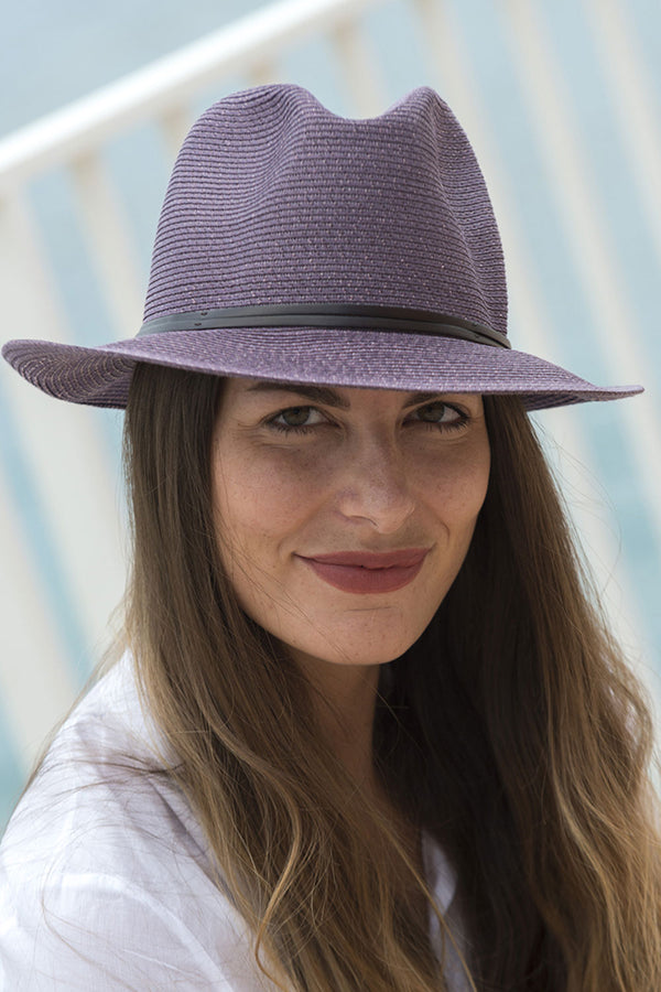 Foldable Borsolino Hat, Purple
