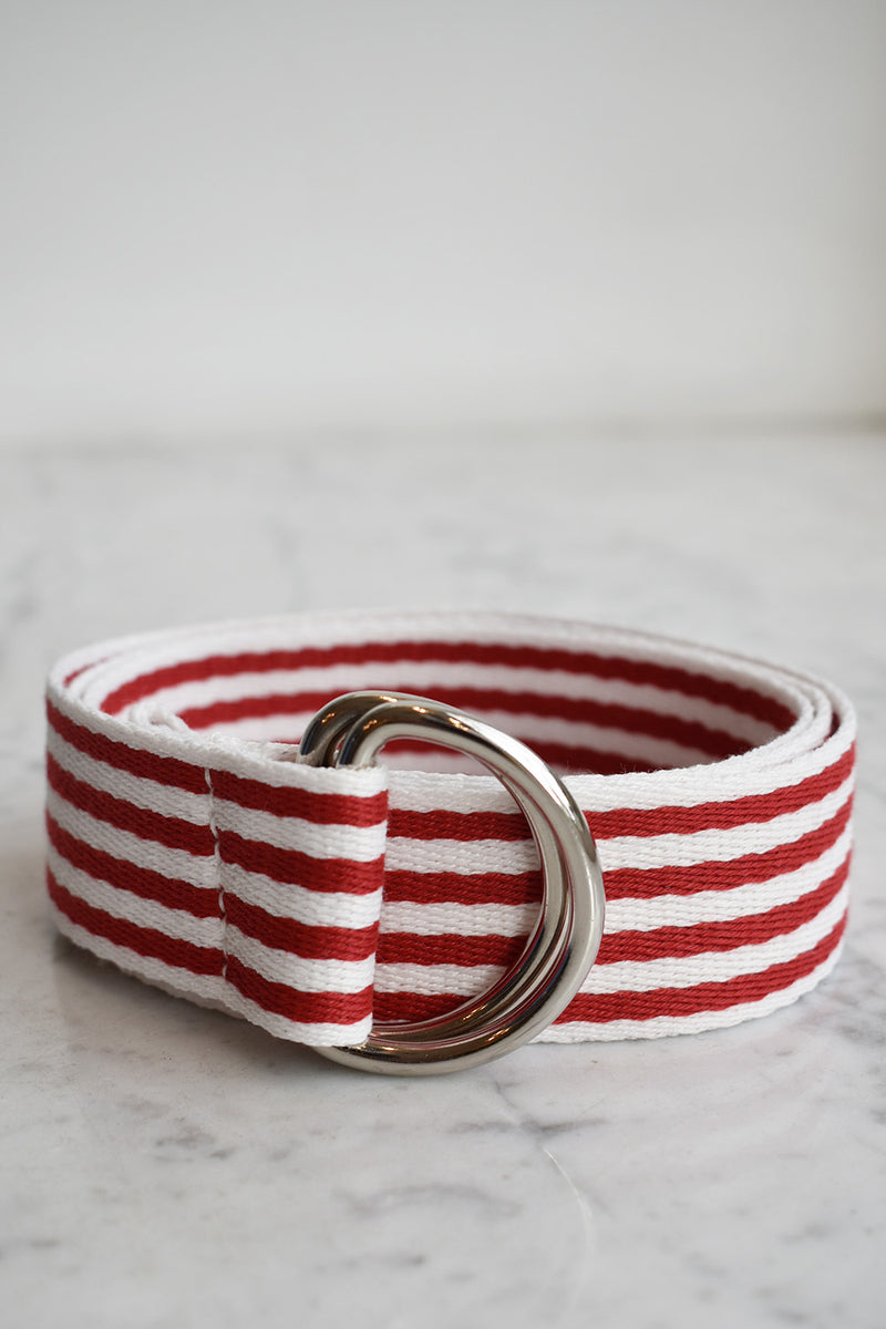D-Ring Belt, Red & White Stripe