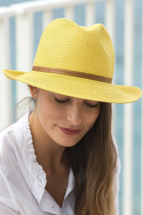 Foldable Borsolino Hat, Yellow