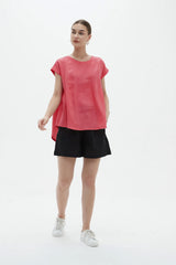 Relaxed Gather Top, Candy Red